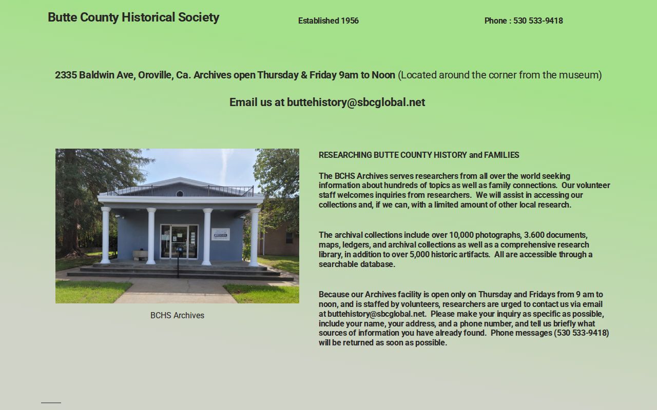 Oroville city directory and Butte County Historical Society archives