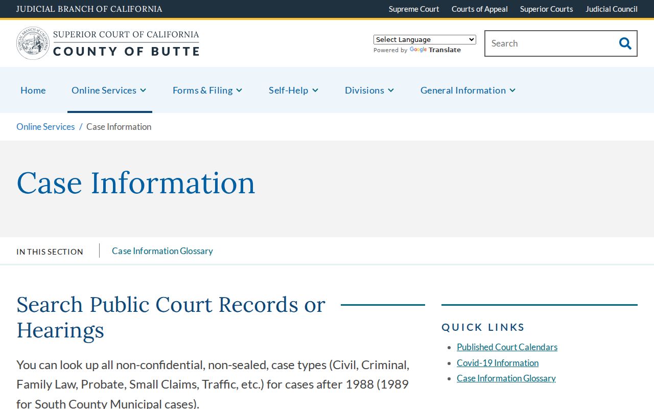 Oroville residents directory Butte Superior Court search