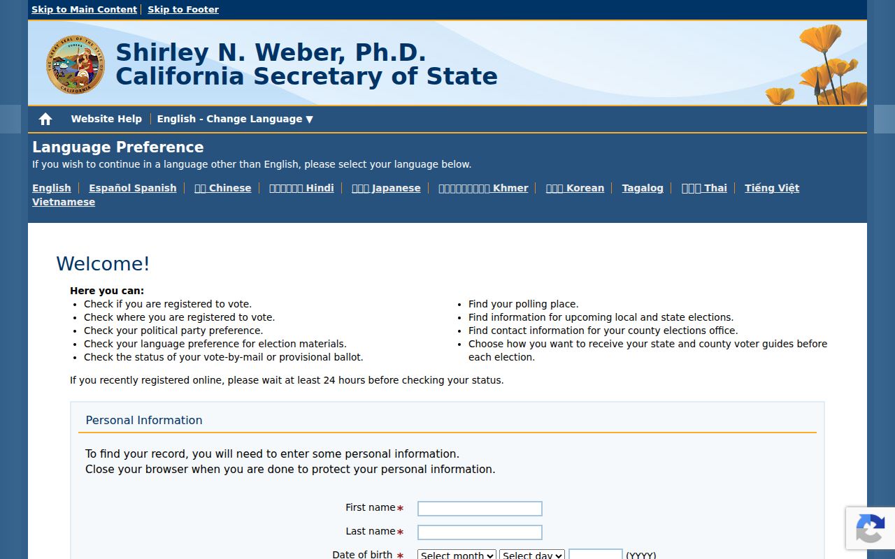 Oroville residents directory California My Voter Status lookup