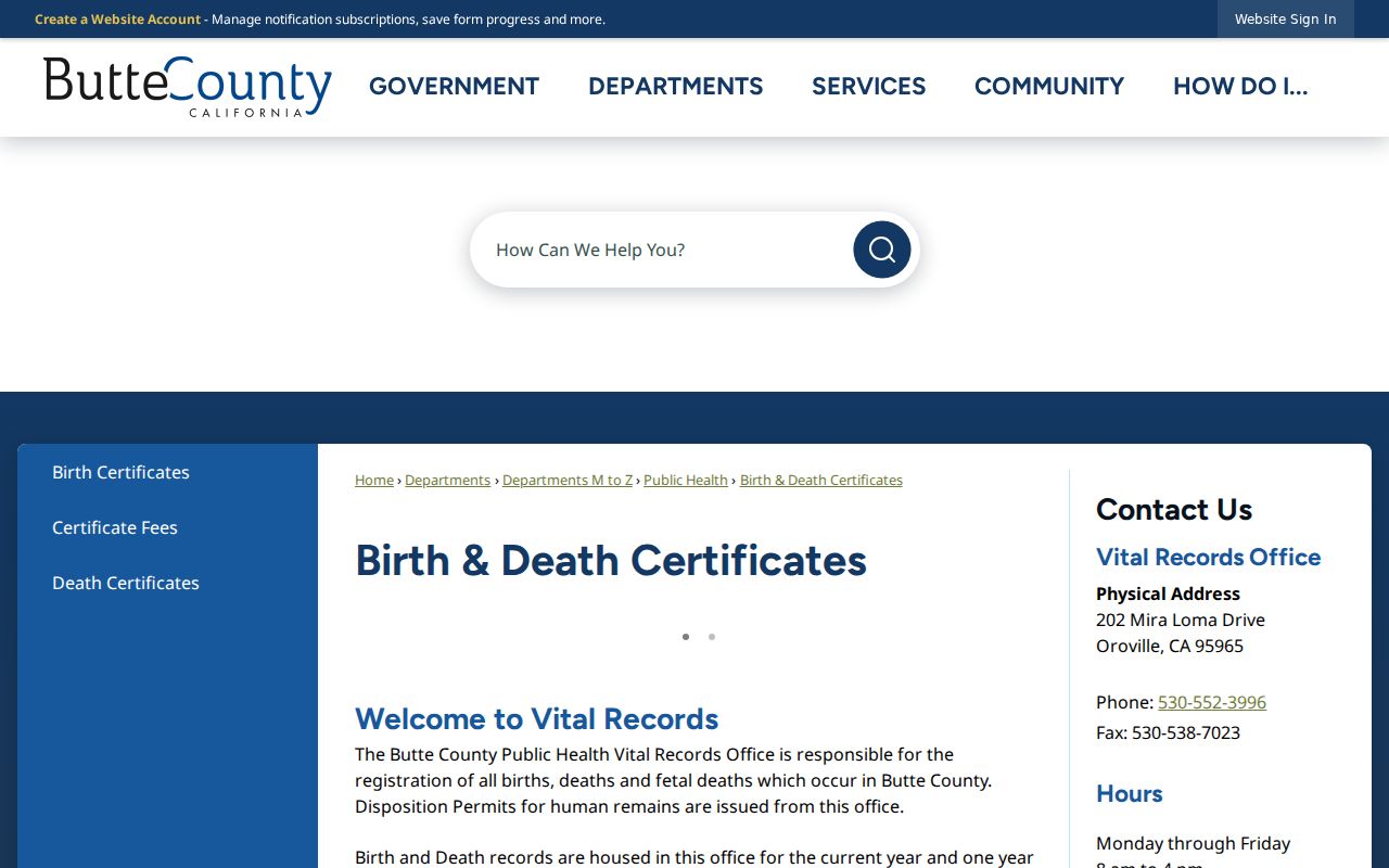 Oroville previous residents county birth and death records